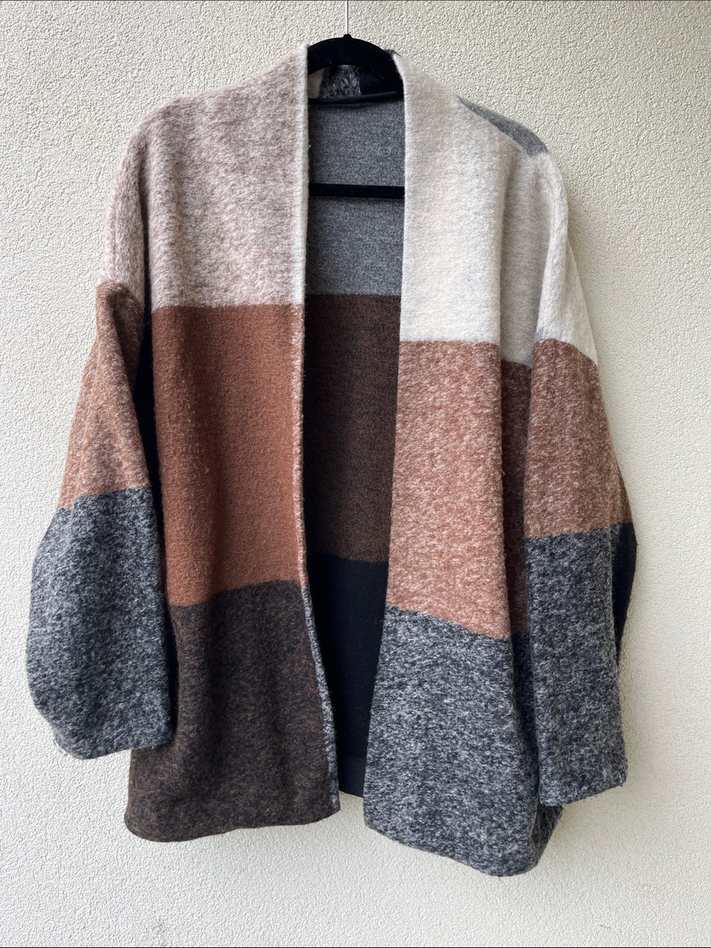 Wool Colourblock Coatigan with Pockets